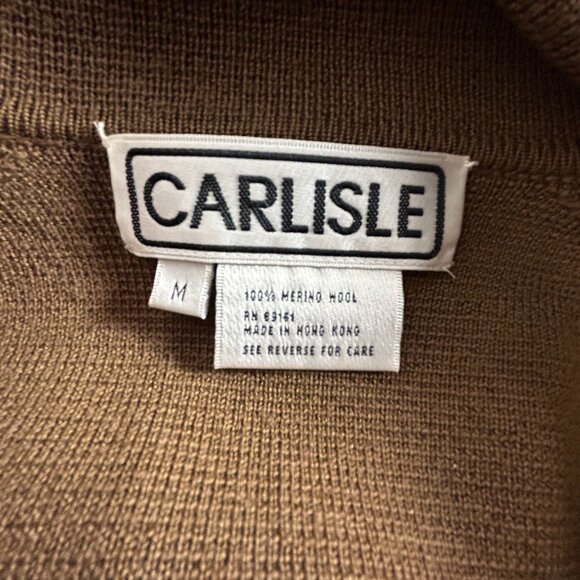 Carlisle Womens Double-Breasted Knit Cardigan Sweater Medium Merino Wool Brown - Picture 3 of 8